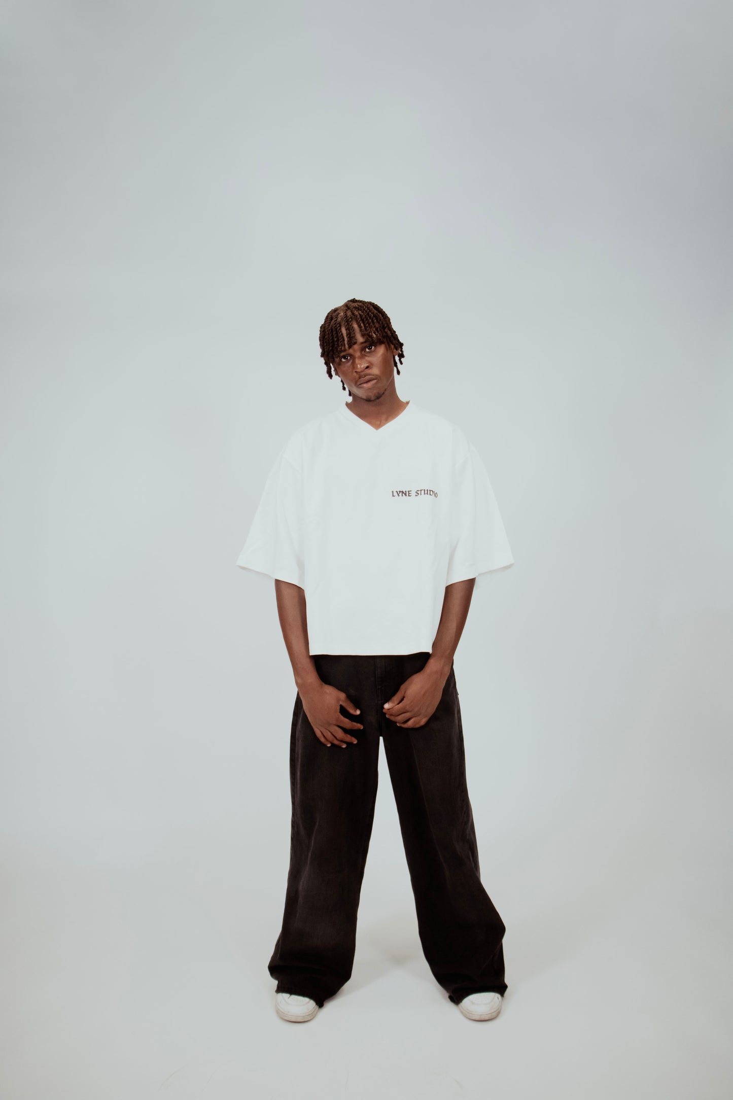 LESS WORRY MORE FAITH 3/4 OVERSIZED WHITE T-SHIRT